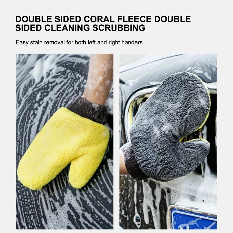 Car Detailing Brush - Microfiber Car Washing Glove Double-Faced Thickened