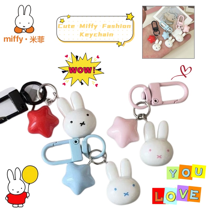 Car Accessories Unique - Kawaii Miffy Keychain Cute Rabbit Pentagram