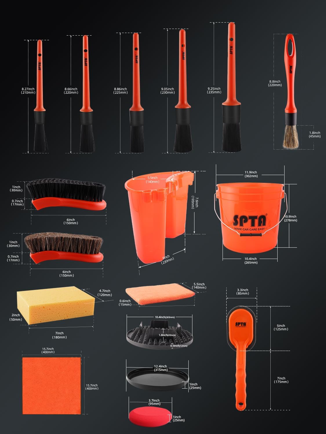 SPTA 31Pcs Car Wash 15L Bucket - đánh giá và giá Car Detailing Brush