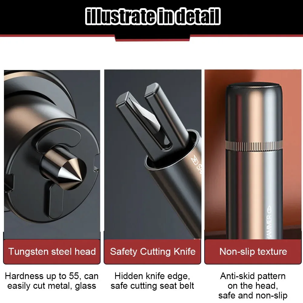 2 In 1 Car Safety Hammer Mini  - đánh giá và giá Car Emergency Tool Kit