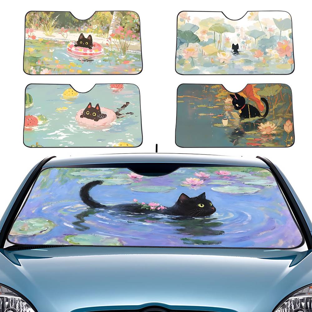 Cartoon Cat In Lotus Leaf Car  - đánh giá và giá Car Accessories Window