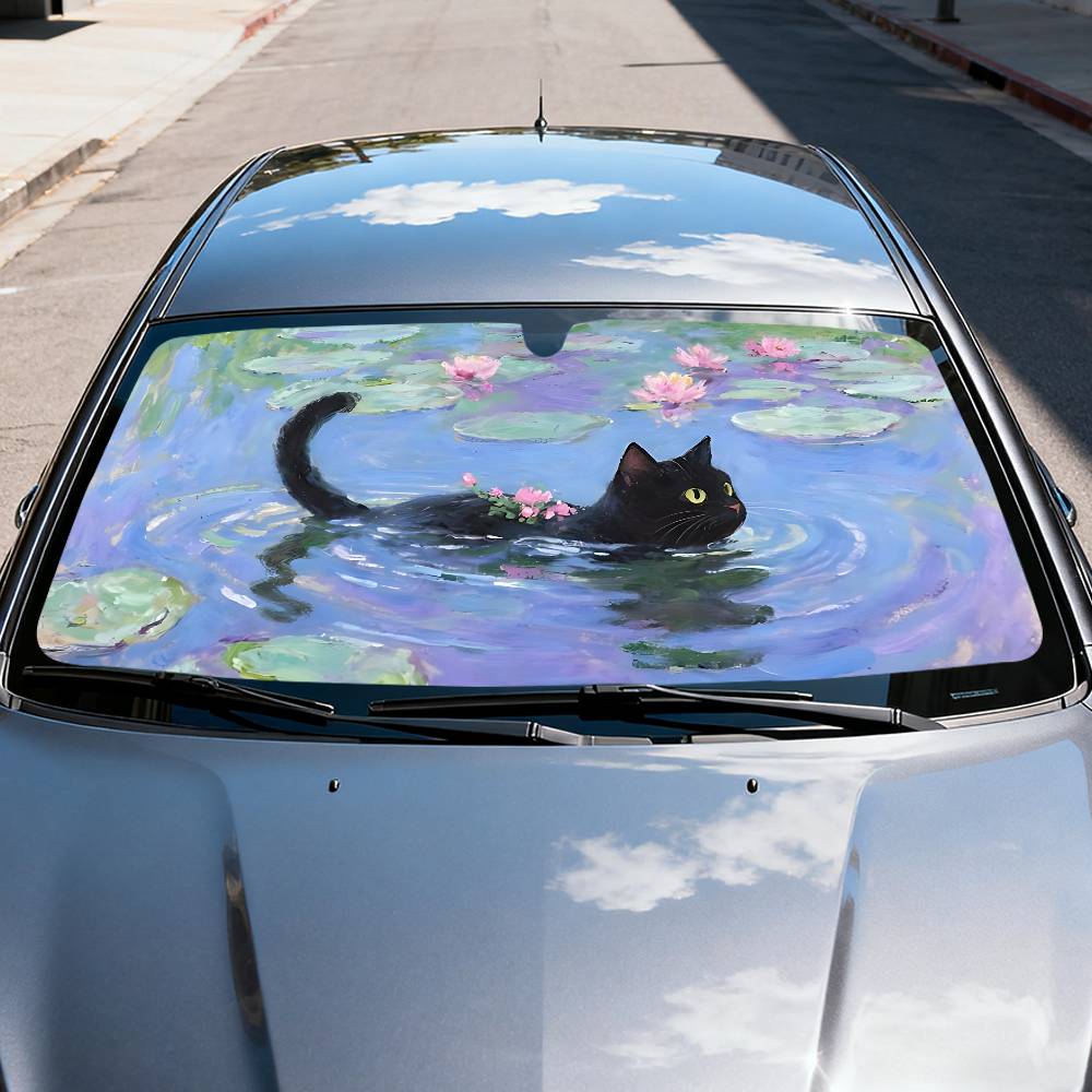 Cartoon Cat In Lotus Leaf Car  - đánh giá và giá Car Accessories Window