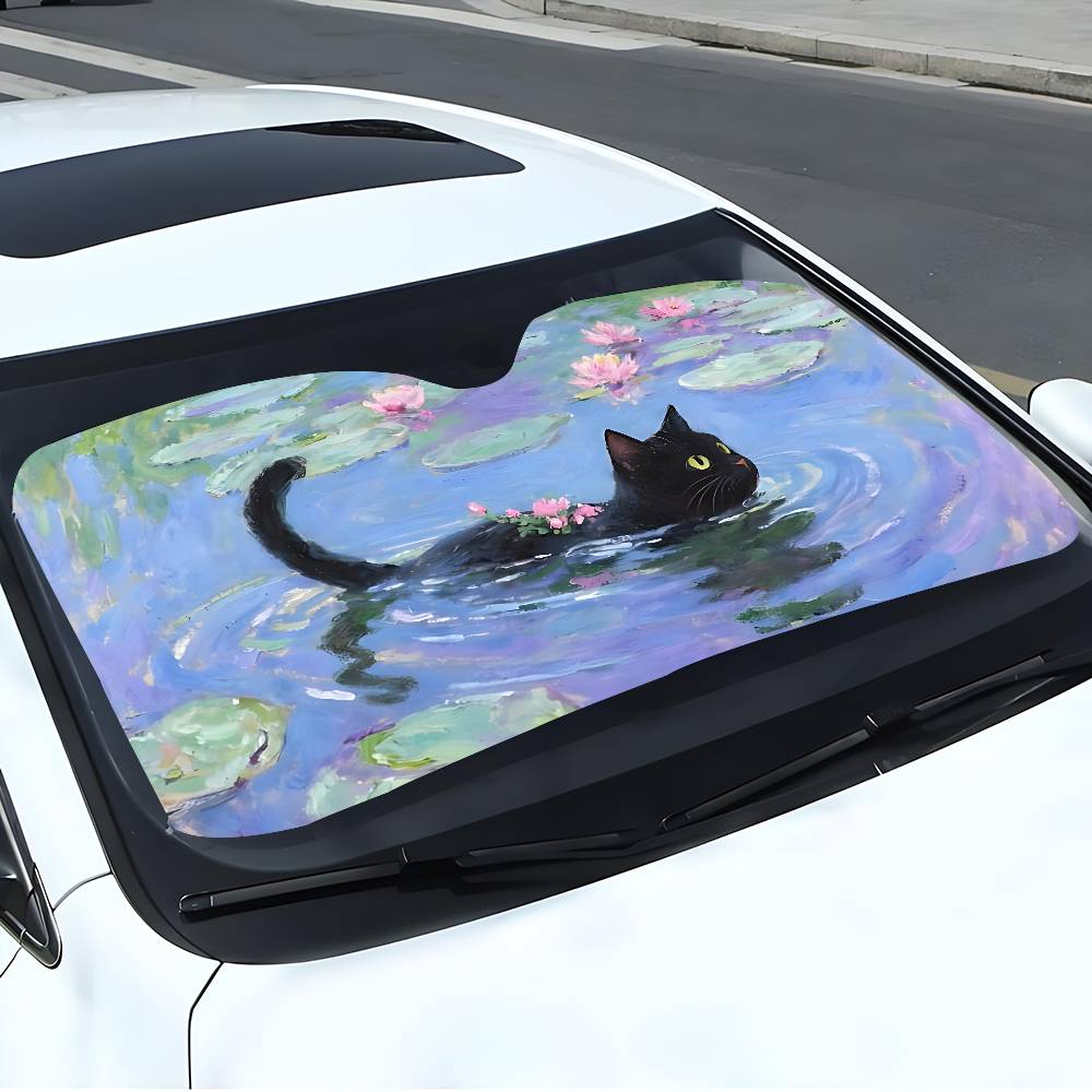 Cartoon Cat In Lotus Leaf Car  - đánh giá và giá Car Accessories Window